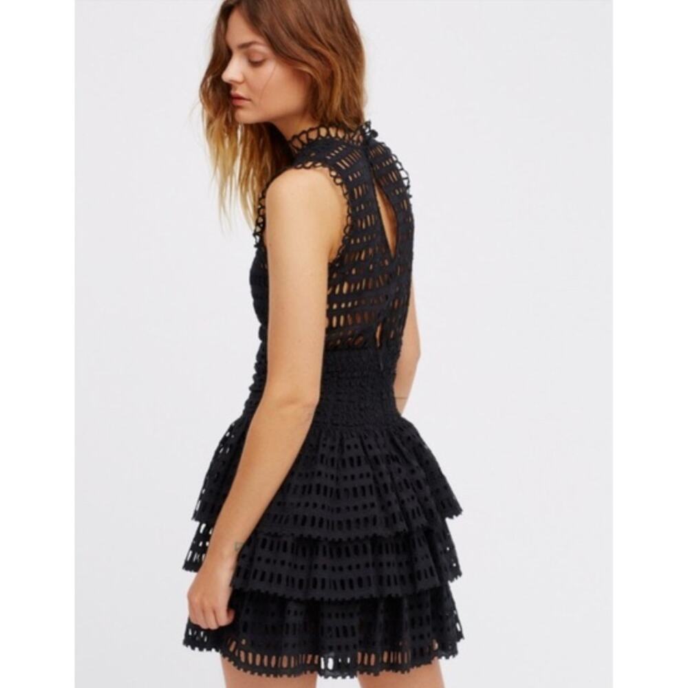 Free People one Black Meet Me at Midnight Eyelet Dress